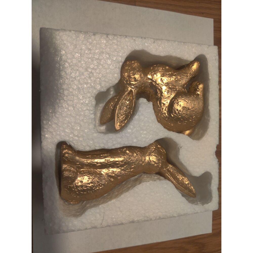 Gold Tone Chocolate Bunny Rabbit Easter Decor 6 Inch Coffee Table Decoration